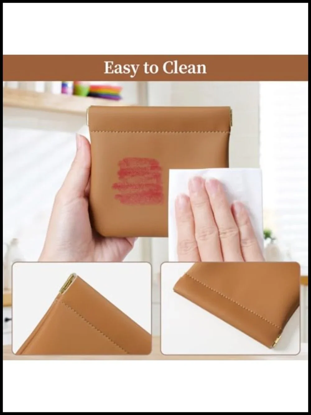 2 Pack Small Makeup Bag for Purse Cosmetic Travel Pouch Silicone Microfiber